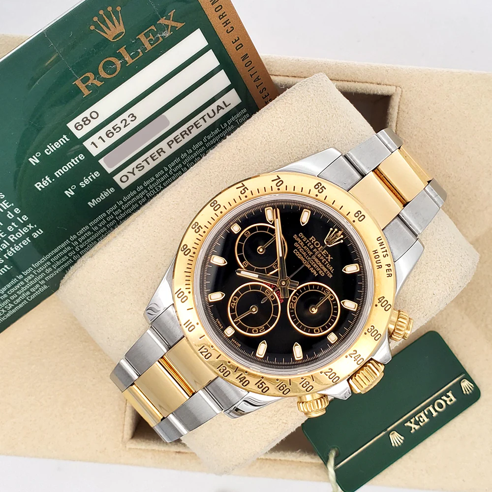 Rolex Daytona Black Index 2-Tone 40mm Watch 116523 Box/ Papers/Tag - Image 5