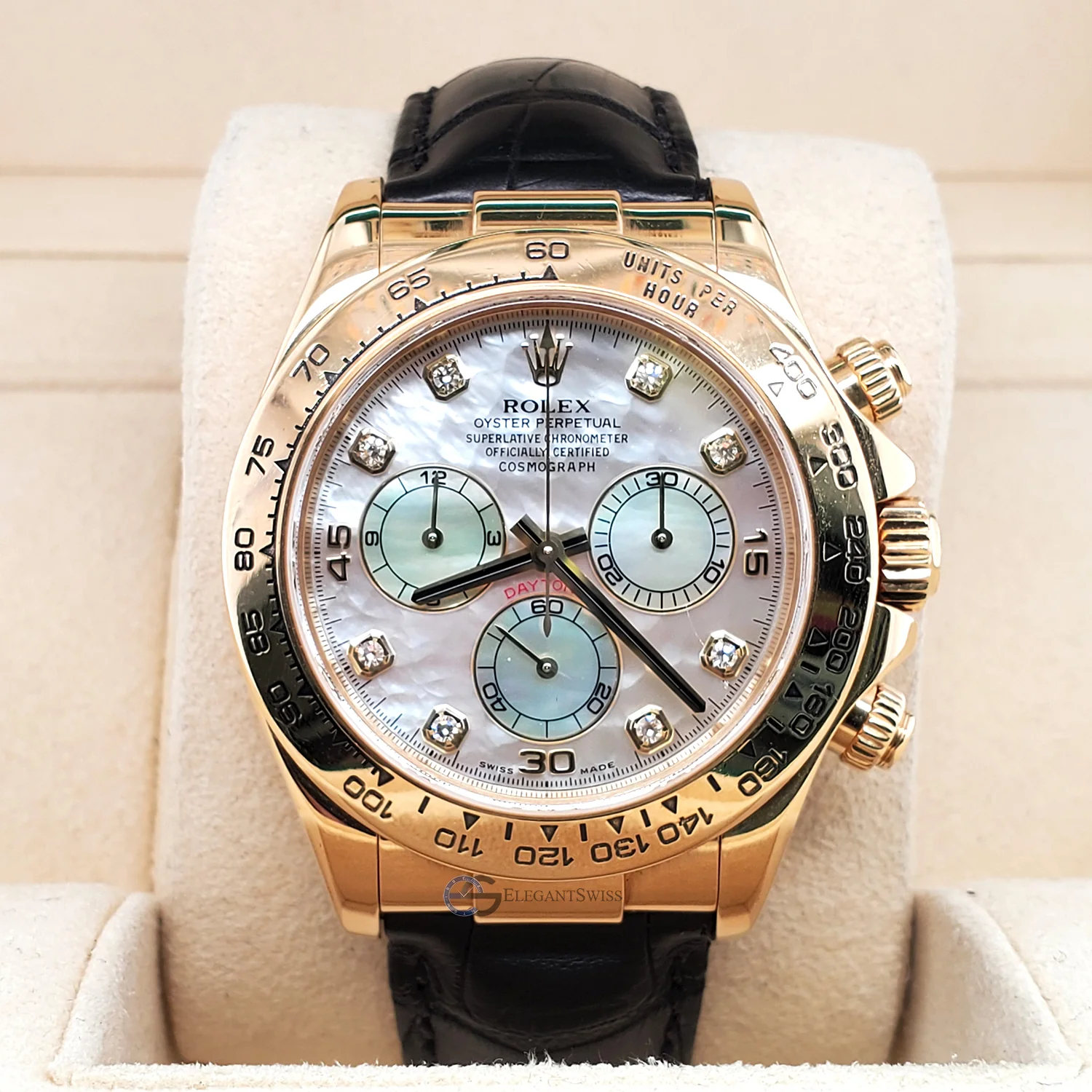 Rolex Daytona Factory White MOP Diamond Dial 40mm Yellow Gold 116518 Box Papers - Image 2