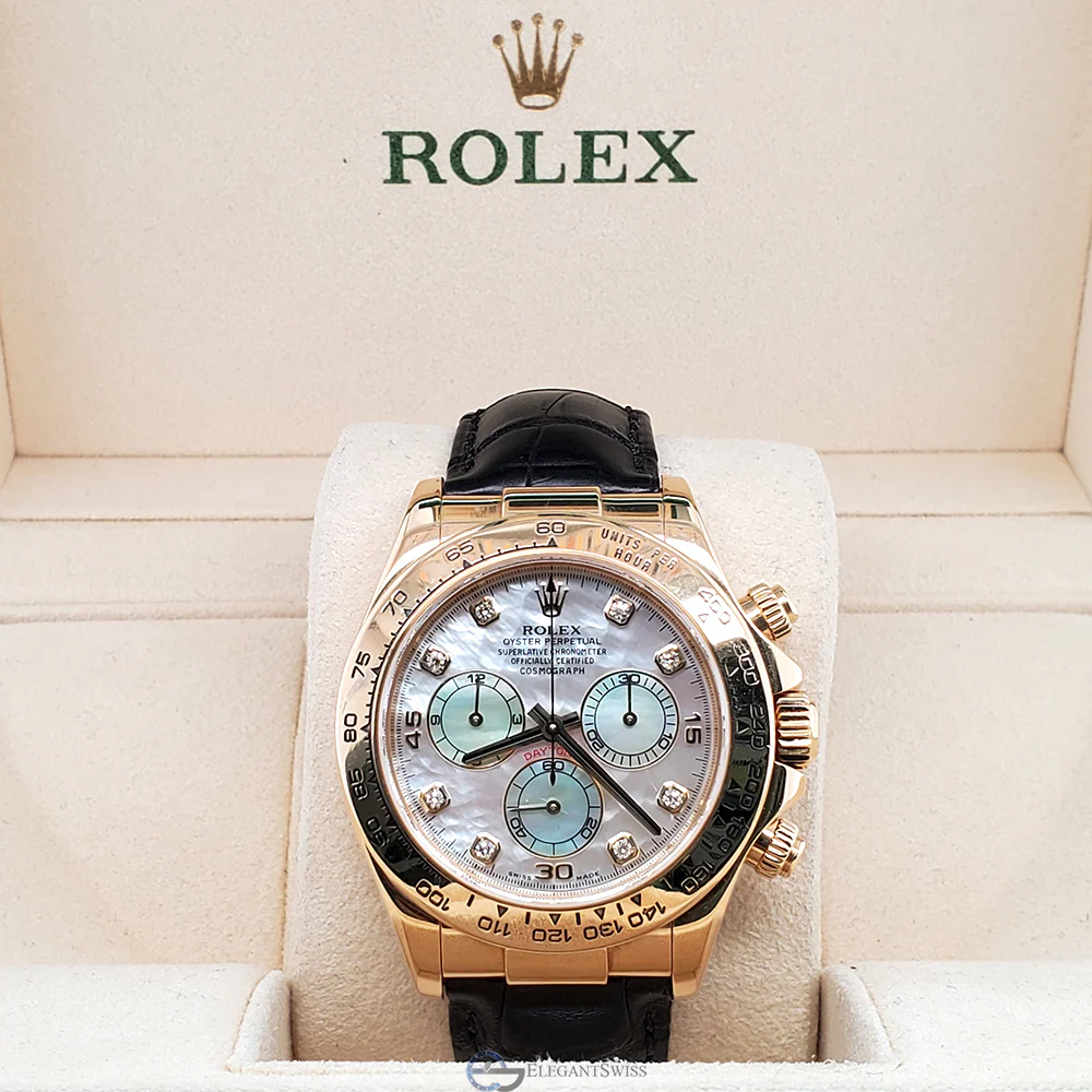 Rolex Daytona Factory White MOP Diamond Dial 40mm Yellow Gold 116518 Box Papers - Image 3