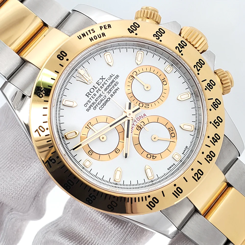 Rolex Daytona White Index 2-Tone 40mm Watch 116523 Box Papers - Image 2