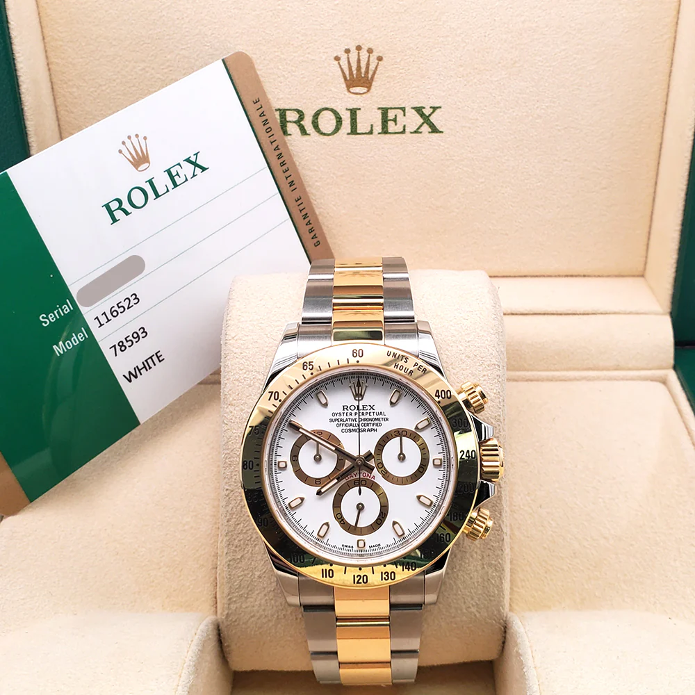 Rolex Daytona White Index 2-Tone 40mm Watch 116523 Box Papers - Image 4