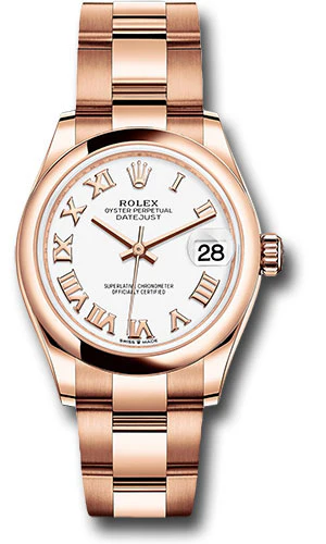 Rolex Everose Gold Datejust 31 Watch - Domed Bezel - White Roman Dial - Oyster Bracelet - 278245 wro