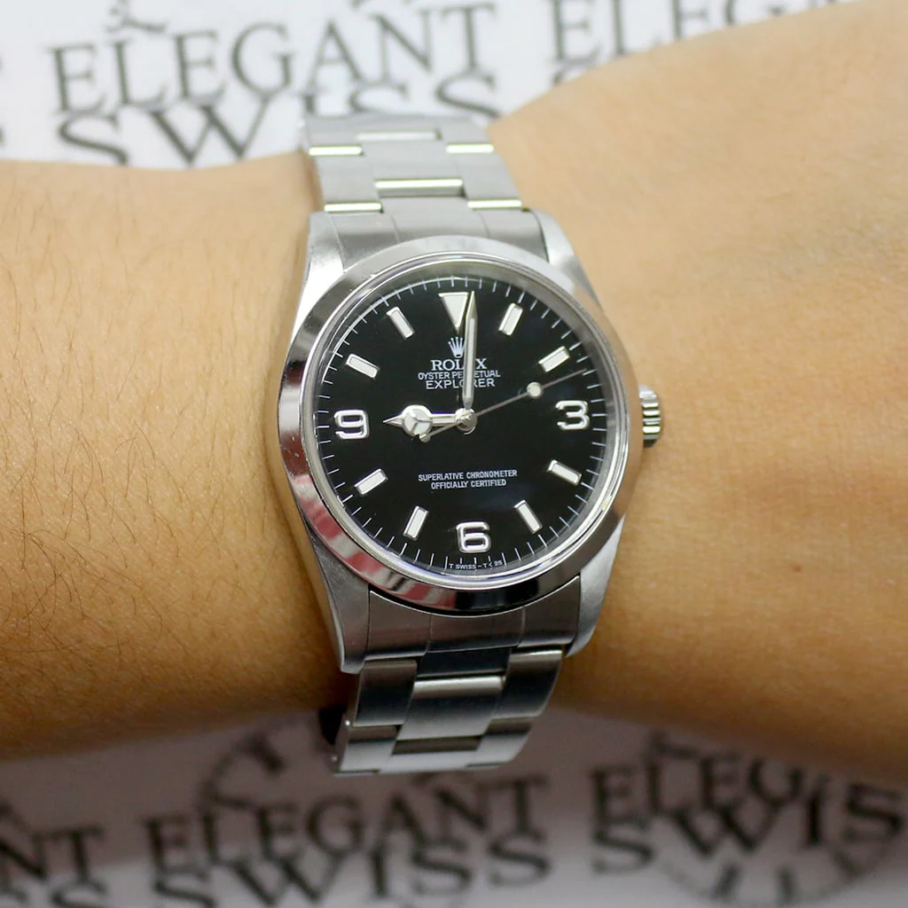 Rolex Explorer Black Dial 36MM Stainless Steel Automatic Mens Oyster Watch 14270 - Image 6