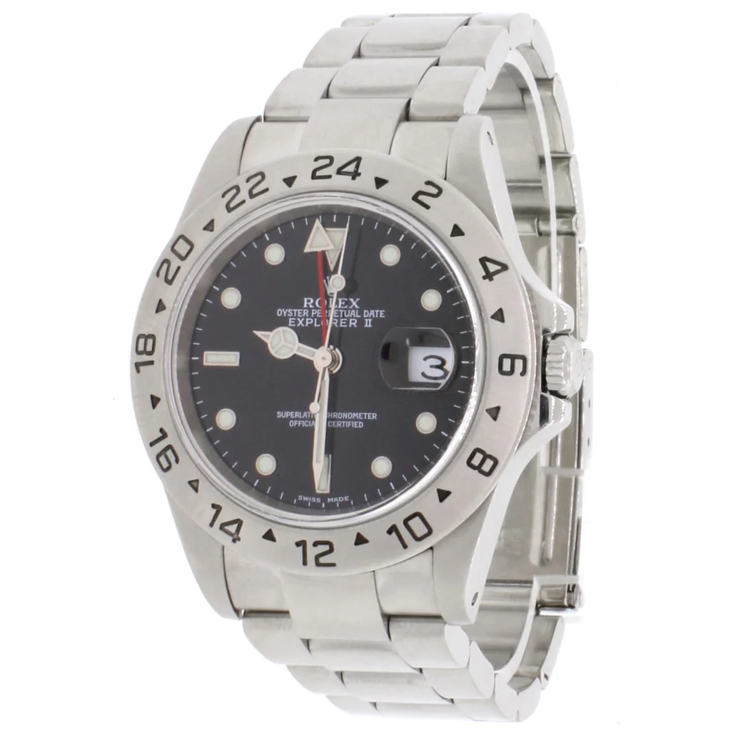 Rolex Explorer II 40MM Black Dial Automatic Stainless Steel Mens Oyster Watch 16570
