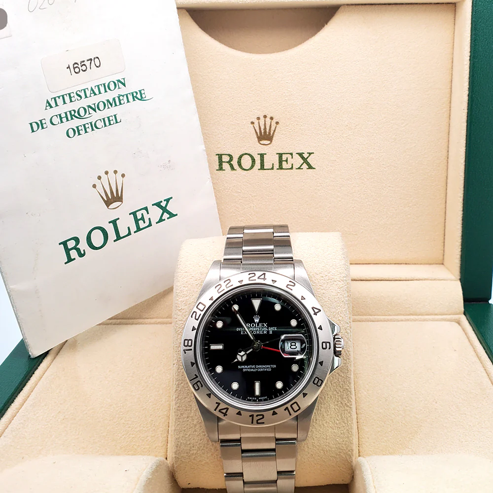 Rolex Explorer II 40mm Black Dial Steel Oyster Watch 16570 Box Papers - Image 3