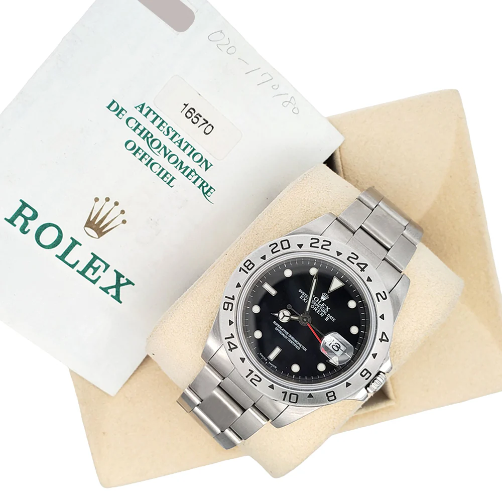 Rolex Explorer II 40mm Black Dial Steel Oyster Watch 16570 Box Papers - Image 4