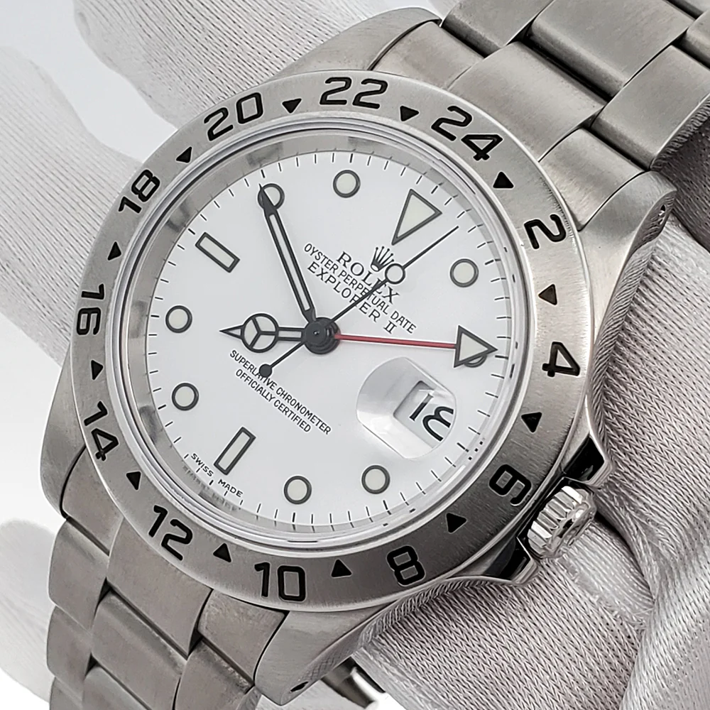Rolex Explorer II 40mm Polar White Steel Oyster Watch 16570 Box Papers - Image 2