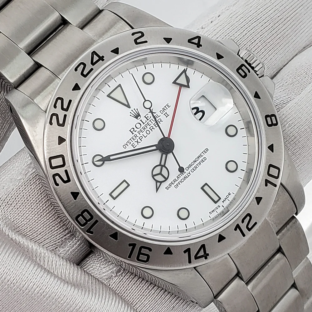 Rolex Explorer II 40mm Polar White Steel Oyster Watch 16570 Box Papers - Image 4