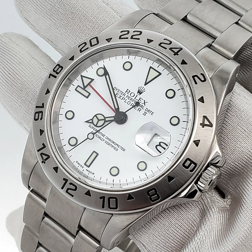 Rolex Explorer II 40mm Polar White Steel Oyster Watch 16570 Box Papers - Image 2