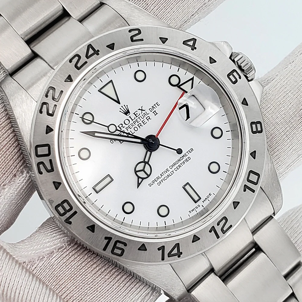 Mint 2007 Rolex Explorer II 40mm Polar White Steel Oyster Watch 16570 Box Papers - Image 2