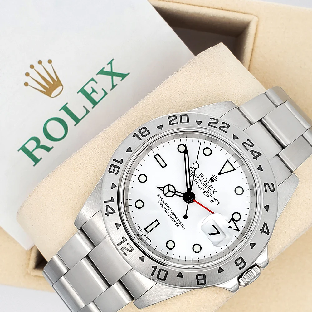 Mint 2007 Rolex Explorer II 40mm Polar White Steel Oyster Watch 16570 Box Papers - Image 4