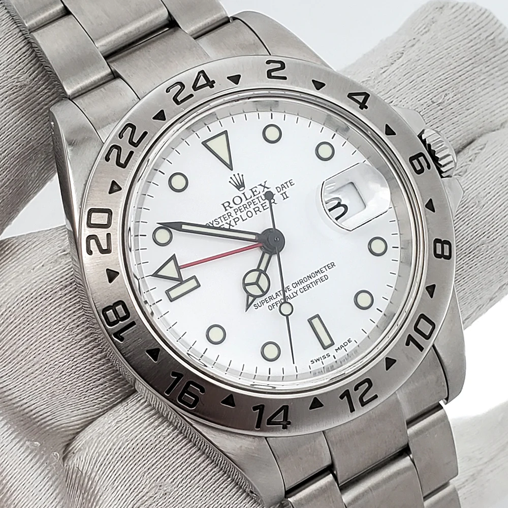 Rolex Explorer II 40mm Polar White Steel Oyster Watch 16570 Box Papers - Image 3