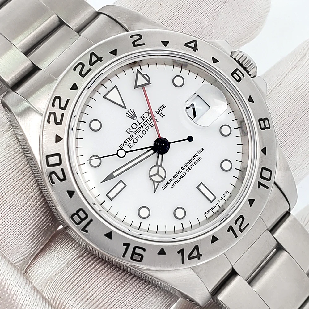 Rolex Explorer II 40mm Polar White Steel Oyster Watch 16570 Box Papers - Image 2