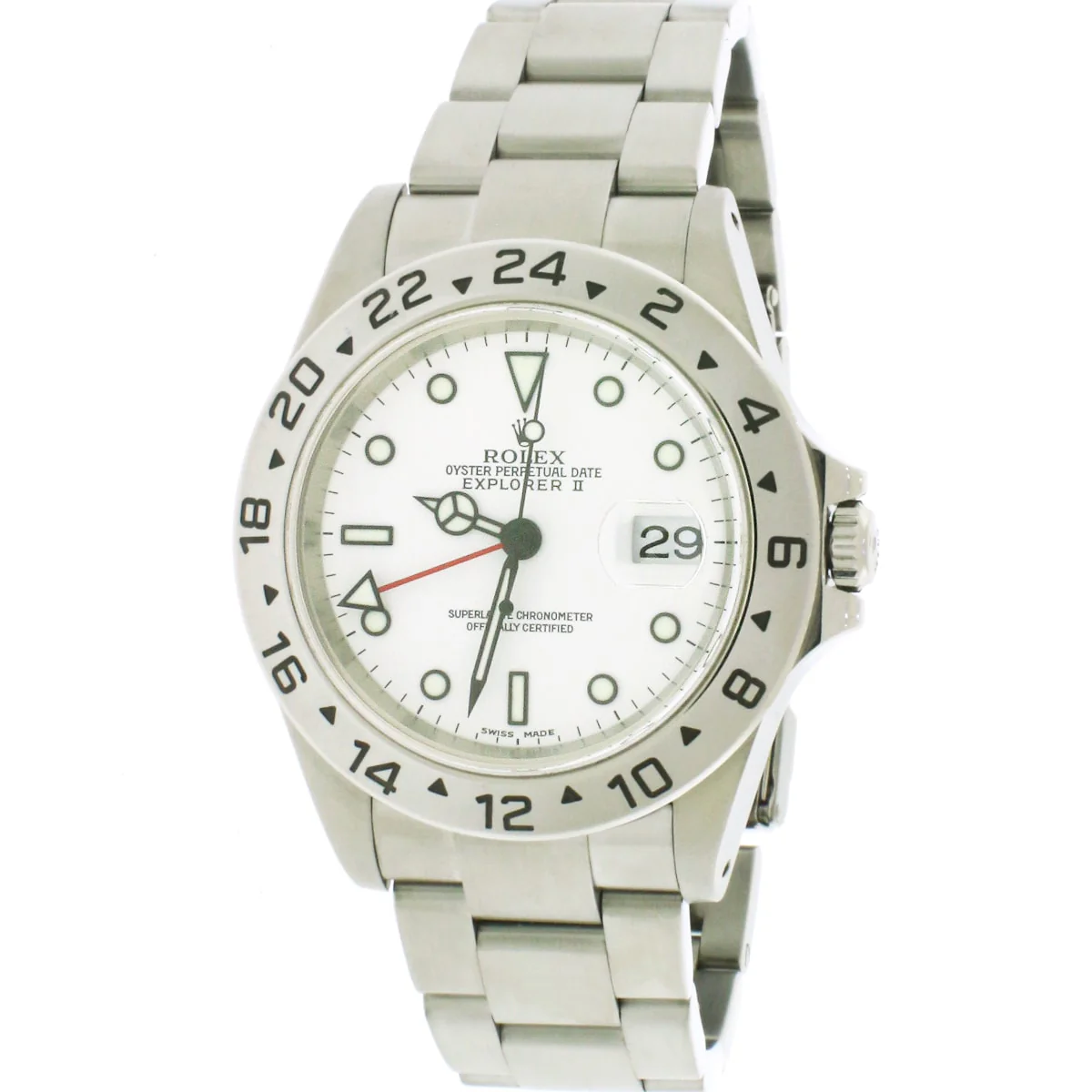 Rolex Explorer II GMT 40MM White Dial Automatic Stainless Steel Mens Oyster Watch 16570