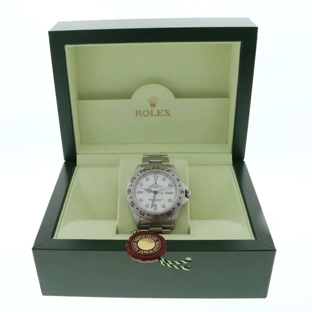 Rolex Explorer II 40MM White Dial Automatic Stainless Steel Mens Oyster Watch 16570 - Image 3