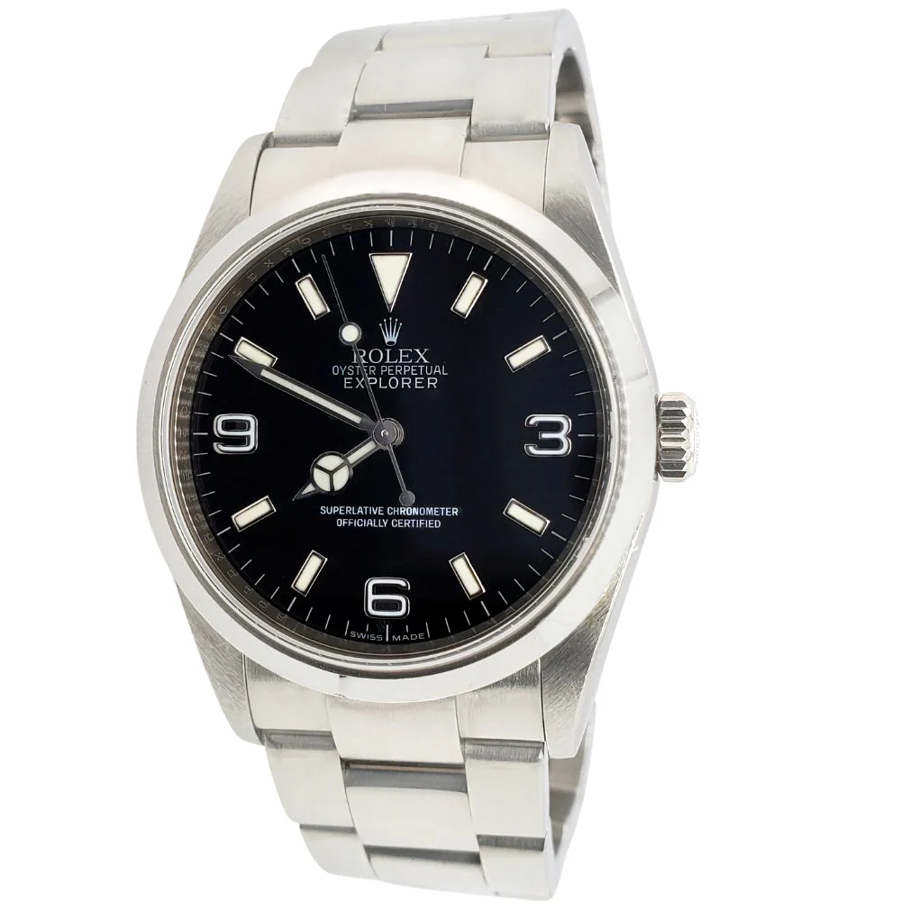 Rolex Explorer Oyster Perpetual 114270 Black Dial 36mm Stainless Steel Watch Box Papers