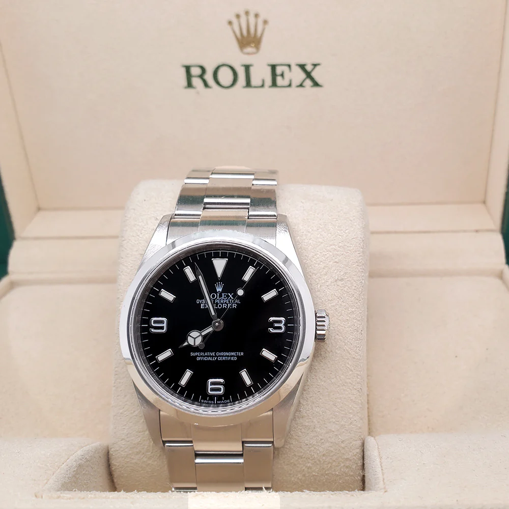 Rolex Explorer Oyster Perpetual 114270 Black Dial 36mm Stainless Steel Watch Box Papers - Image 3