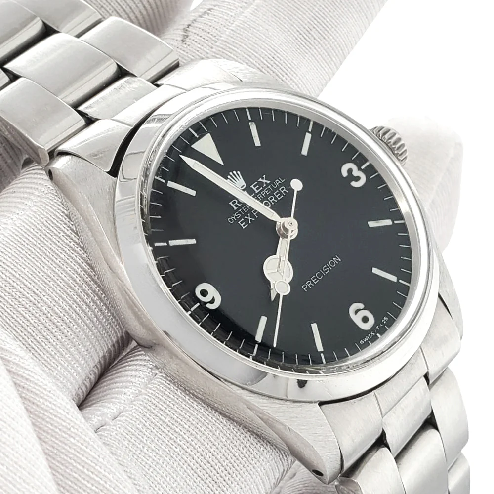 Rolex Explorer Oyster Perpetual Black Dial 34mm Stainless Steel Watch 5500