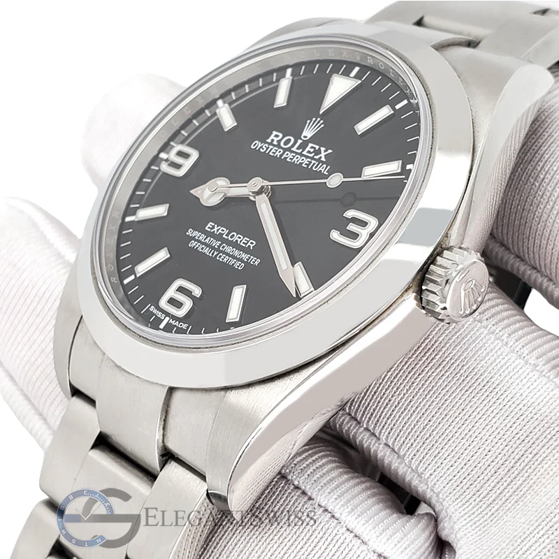 Rolex Explorer Oyster Perpetual Black Dial 39mm Stainless Steel Men's Watch 214270 Box Papers