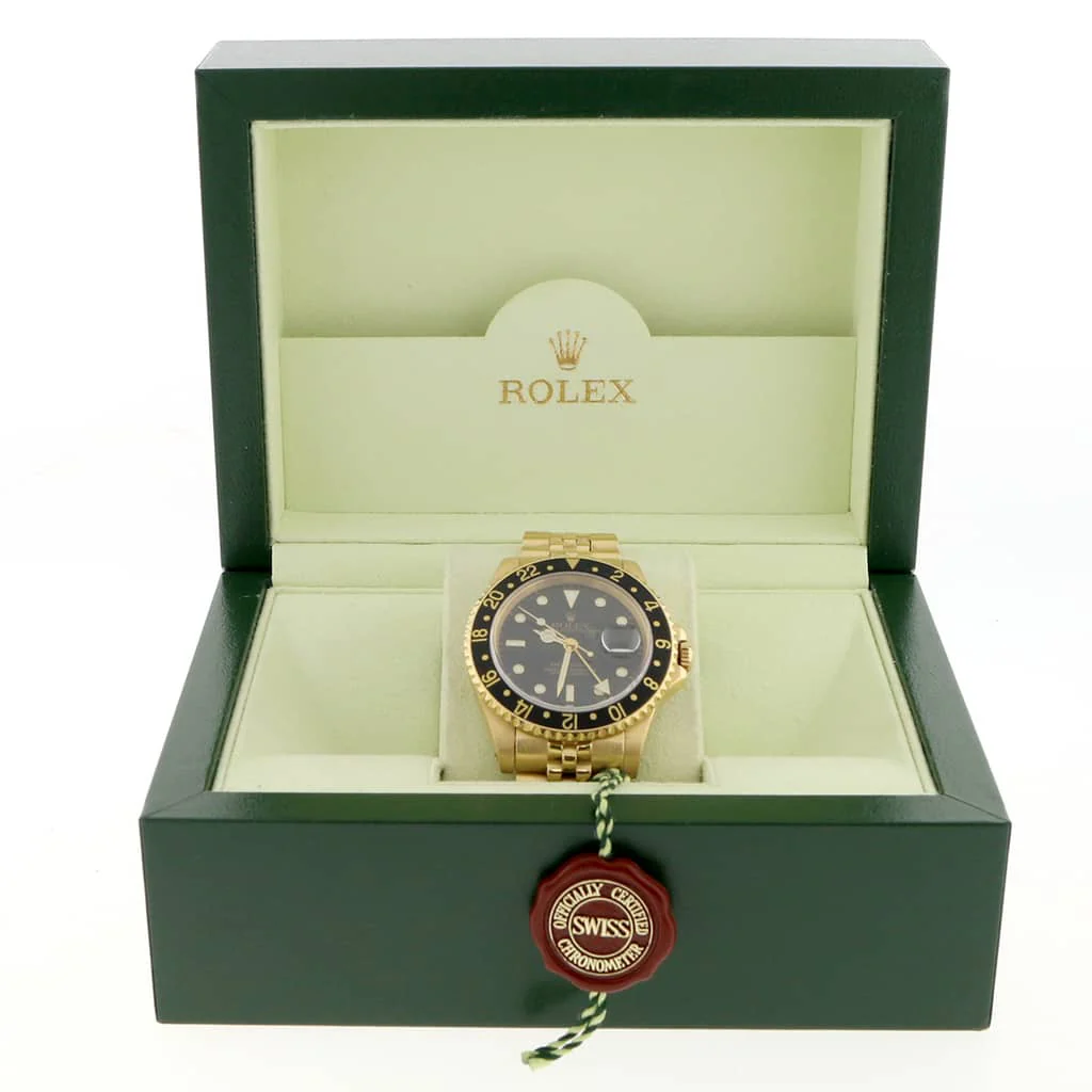 Rolex GMT-Master 18K Yellow Gold 40MM Black Dial Automatic Mens Jubilee Watch 16758 - Image 3