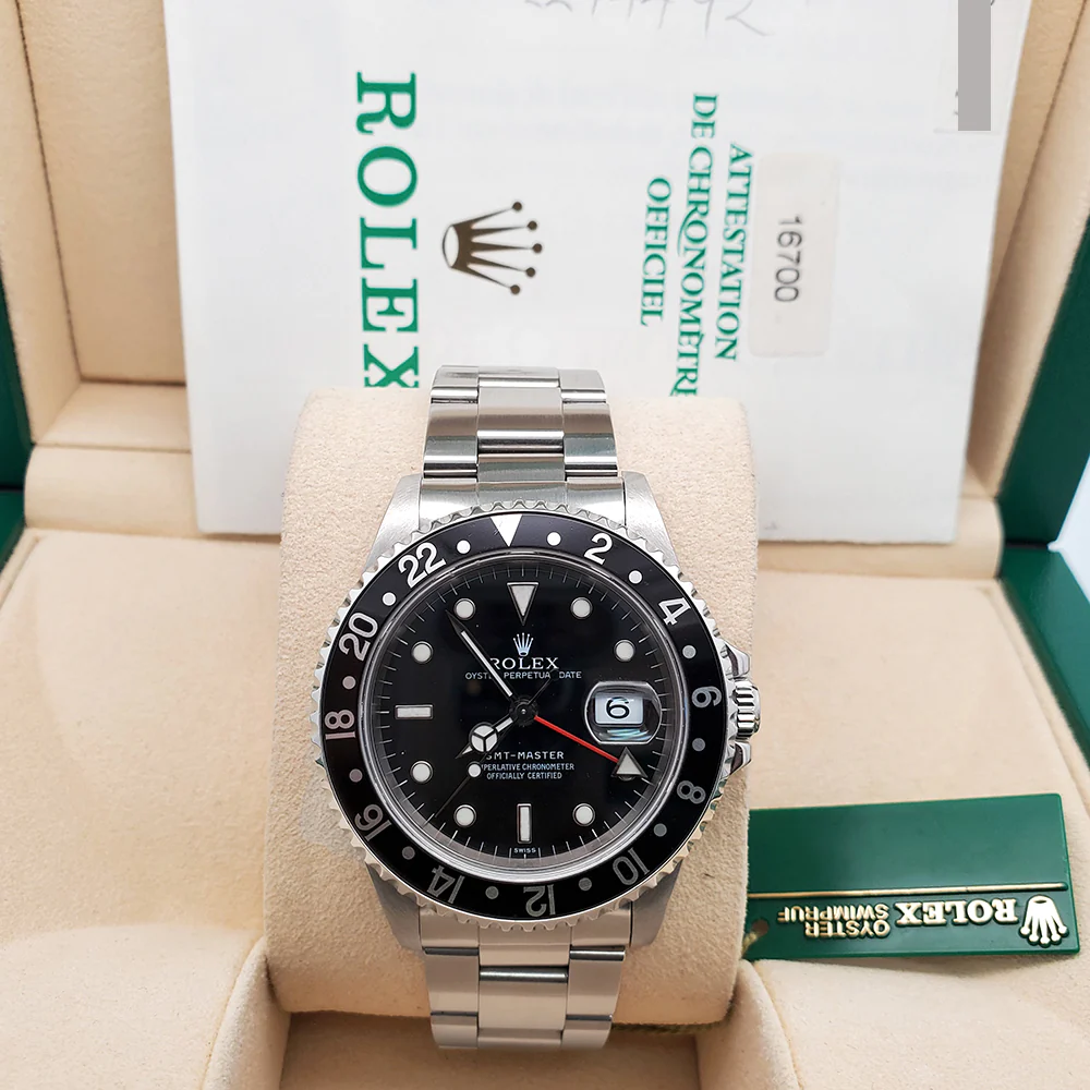 Rolex GMT-Master 40mm Black Dial/Bezel Steel Oyster Watch 16700 Box Papers - Image 3