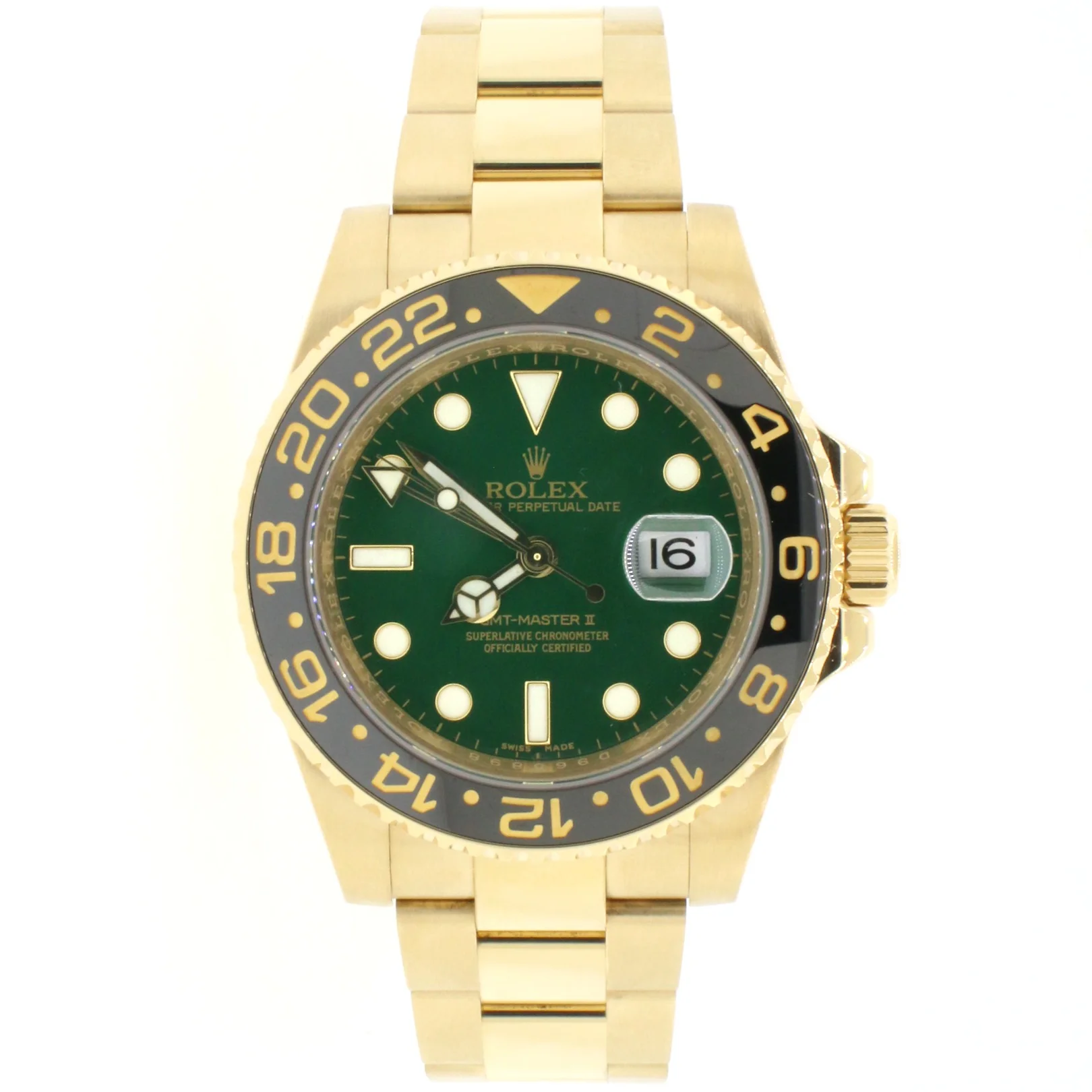 Rolex GMT-Master II Green Dial 18K Yellow Gold 40MM Automatic Mens Oyster Watch 116718 Box & Papers - Image 2