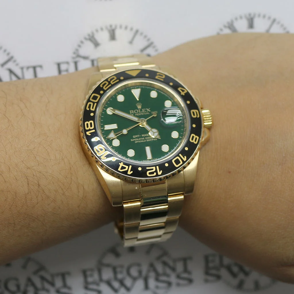 Rolex GMT-Master II 18K Yellow Gold Ceramic Bezel Green Dial 40MM Automatic Mens Oyster Watch 116718 Box & Papers - Image 3