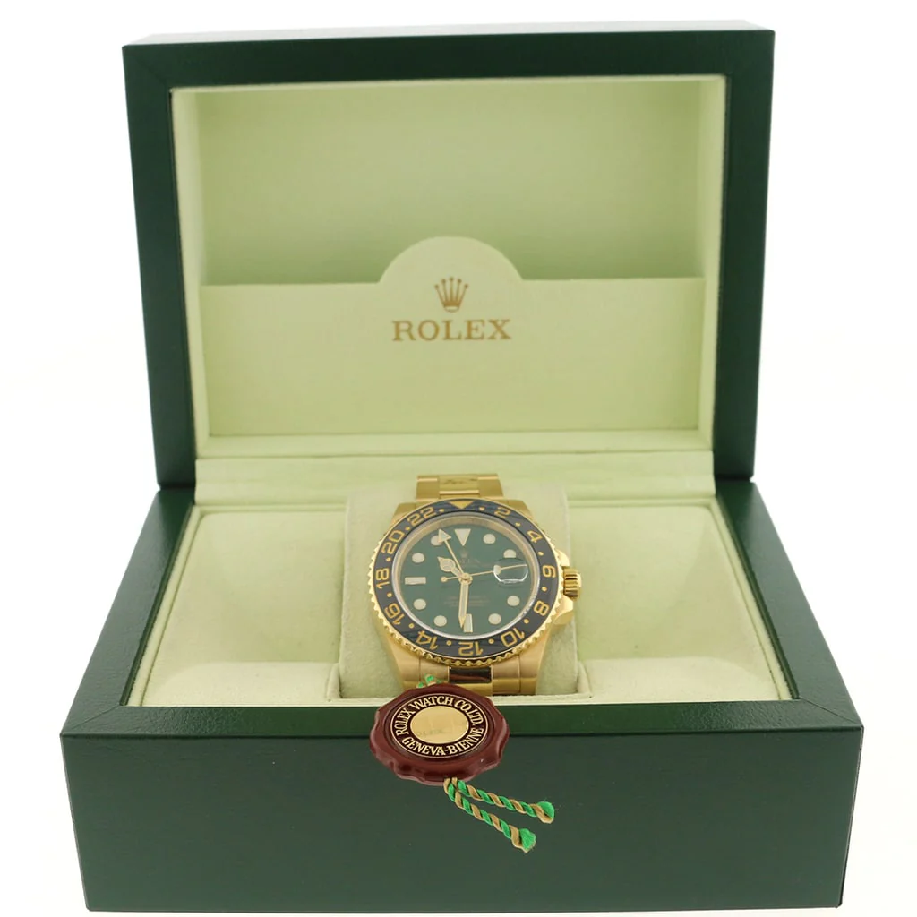 Rolex GMT-Master II 18K Yellow Gold Ceramic Bezel Green Dial 40MM Automatic Mens Oyster Watch 116718 Box & Papers - Image 4