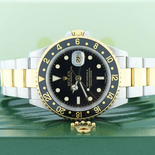 Rolex GMT-Master II 2-Tone 18K Yellow Gold & Stainless Steel Black Dial Automatic Mens Watch 16713 - Image 2