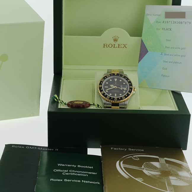 Rolex GMT-Master II 2-Tone 18K Yellow Gold & Stainless Steel Black Dial Automatic Mens Watch 16713 - Image 3