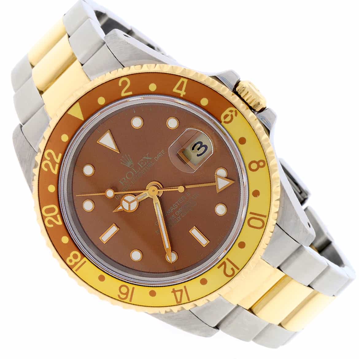 Rolex GMT-Master II 2-Tone Yellow Gold & Stainless Steel Root Beer Dial Automatic Mens Oyster Watch 16713 - Image 10