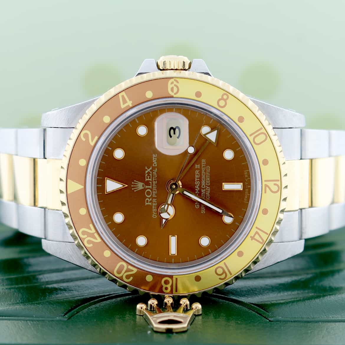 Rolex GMT-Master II 2-Tone Yellow Gold & Stainless Steel Root Beer Dial Automatic Mens Oyster Watch 16713 - Image 2