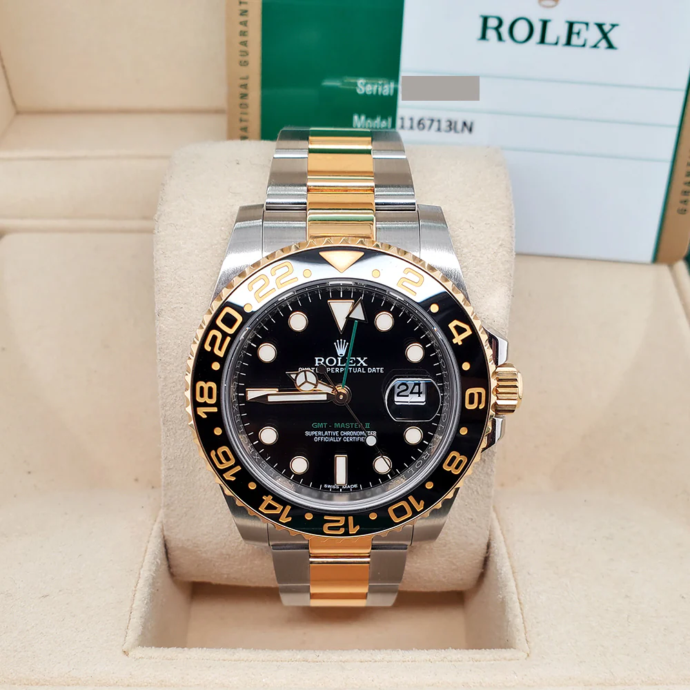 Rolex GMT-Master II 40mm 2-Tone Yellow Gold and Steel Watch 116713LN Box Papers - Image 3