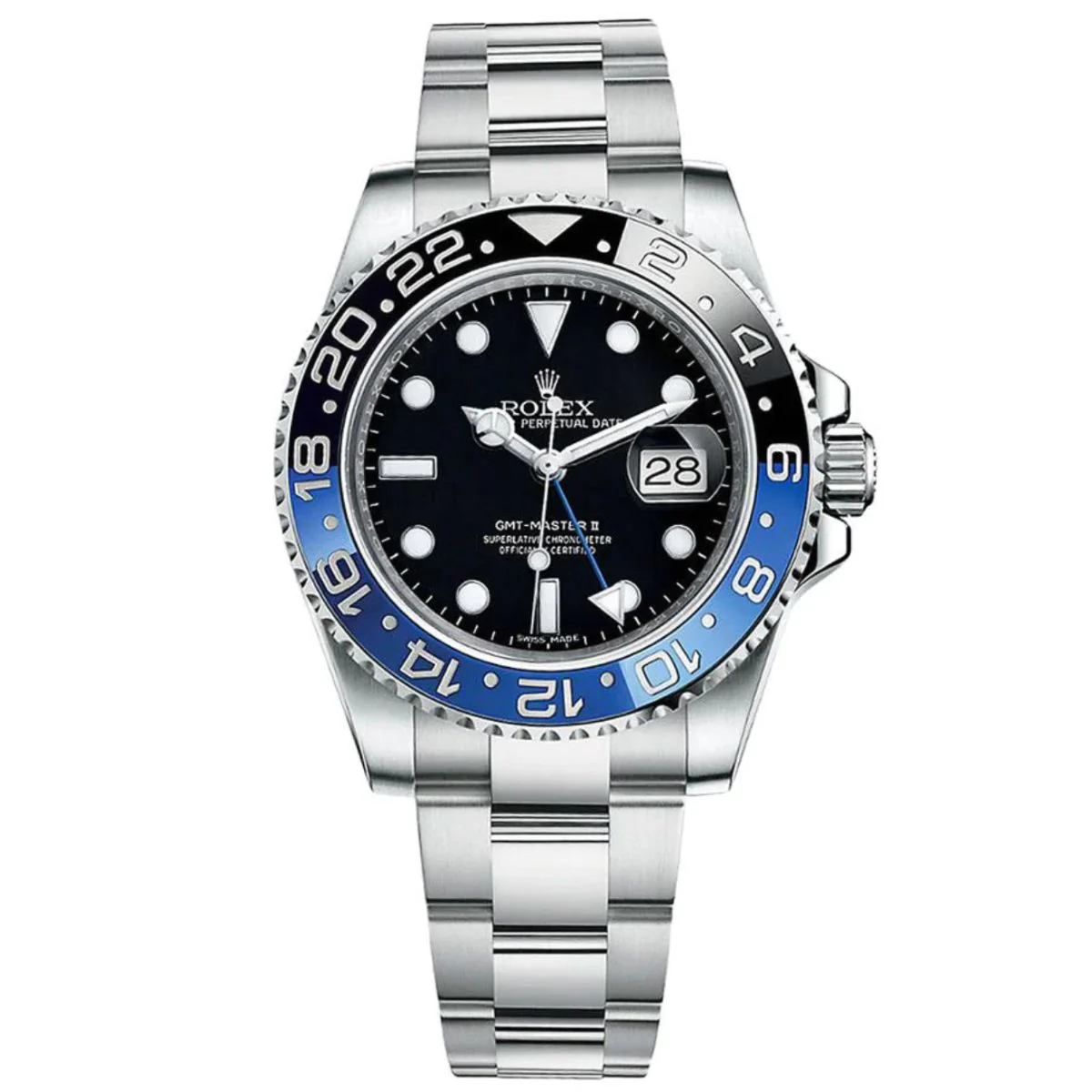 Rolex GMT-Master II 40mm "Batman" Blue and Black Ceramic Bezel Steel Oyster Watch 116710BLNR Box Papers