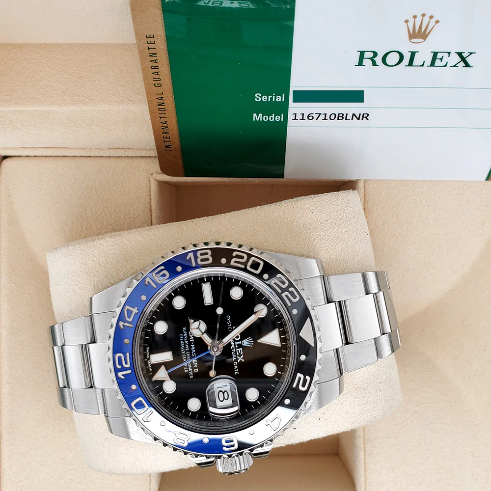 Rolex GMT-Master II 40mm "Batman" Blue and Black Ceramic Bezel Steel Oyster Watch 116710BLNR Box Papers - Image 3