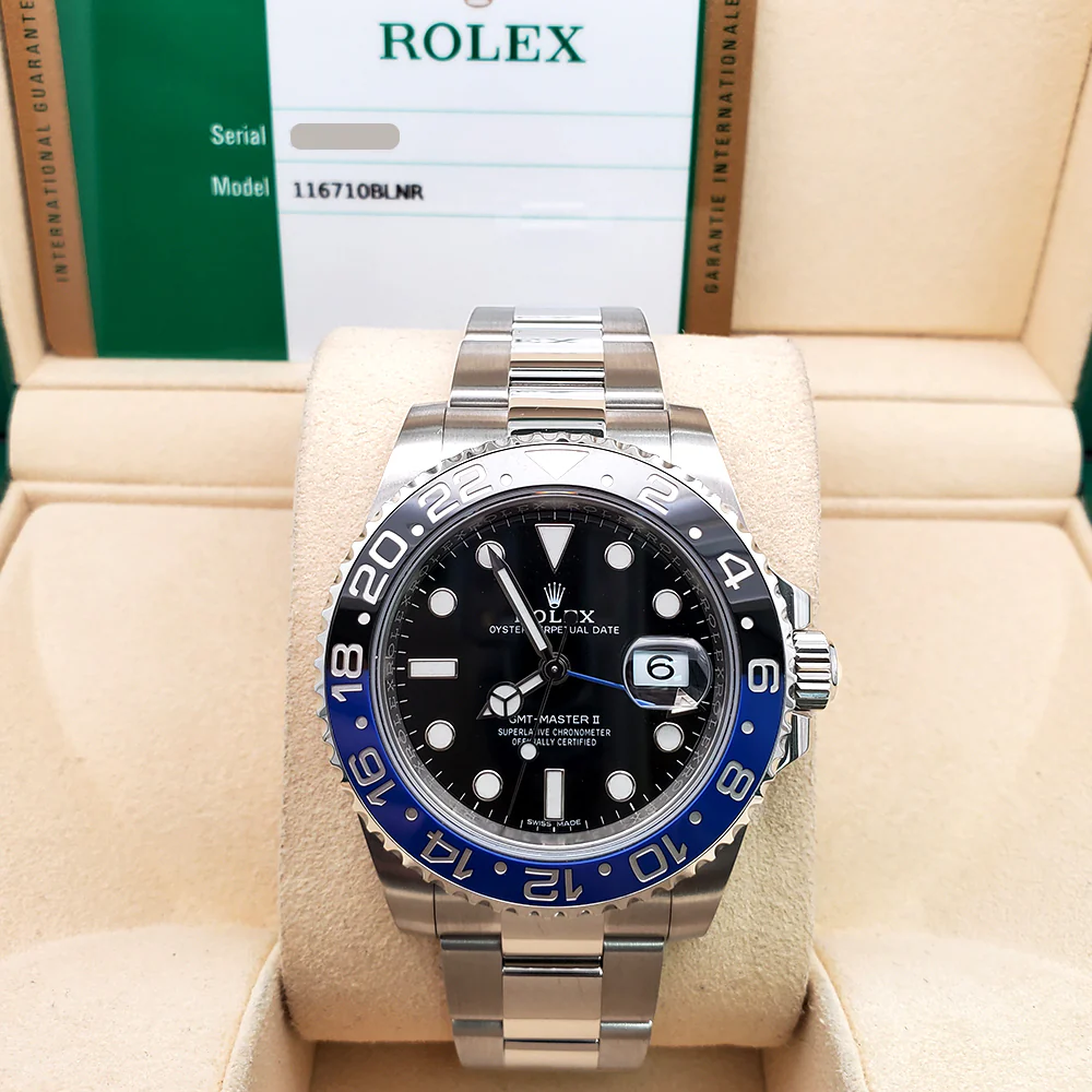 Rolex GMT-Master II 40mm "Batman" Blue/Black Ceramic Bezel Steel Oyster Watch 116710BLNR Box Papers - Image 2