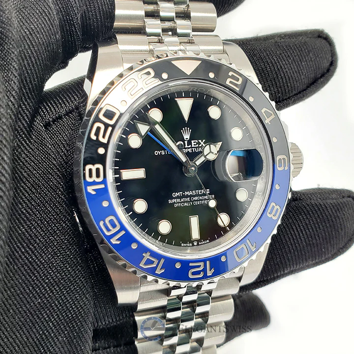 Rolex GMT-Master II 40mm Black And Blue Batgirl Bezel/Black Dial Jubilee Steel Watch 126710BLNR Box Papers - Image 6
