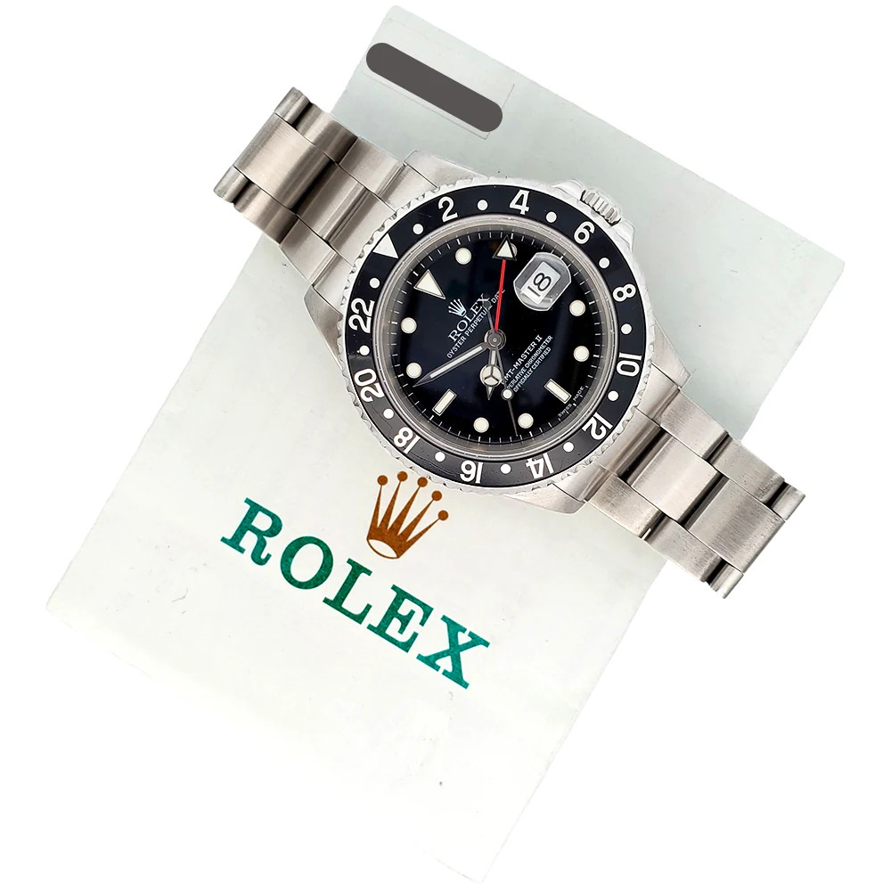 Rolex GMT-Master II 40mm Black Bezel Steel Watch 16710 Papers - Image 2