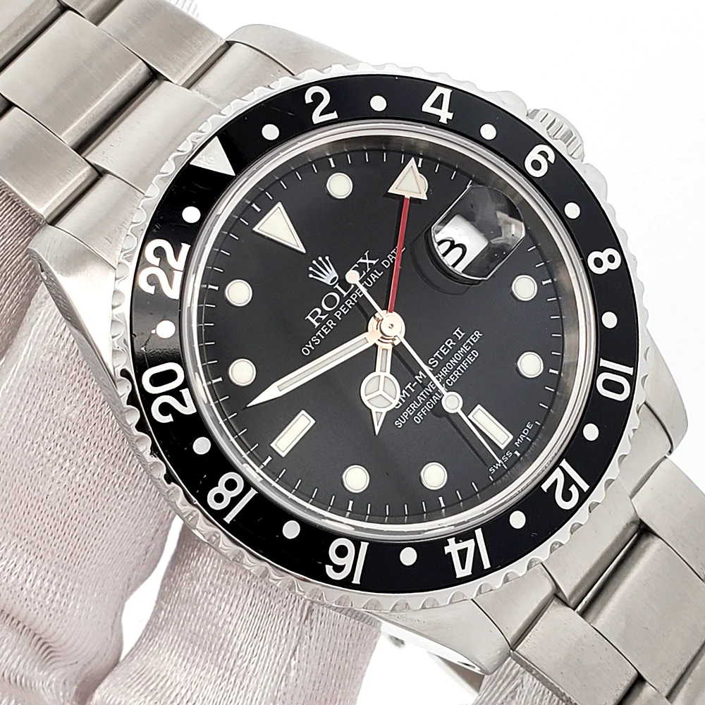 Rolex GMT-Master II 40mm Black Bezel Steel Watch 16710 Papers - Image 3