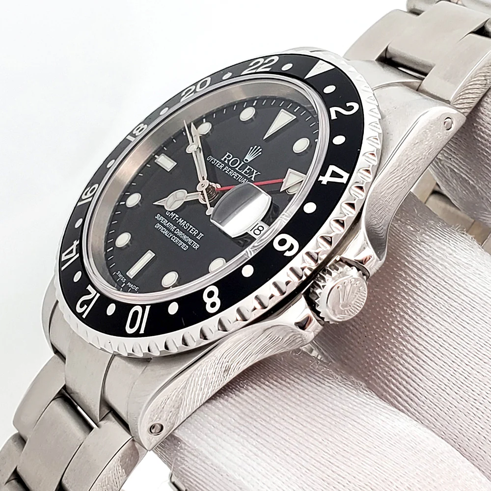 Rolex GMT-Master II 40mm Black Bezel Steel Watch 16710 Papers - Image 4