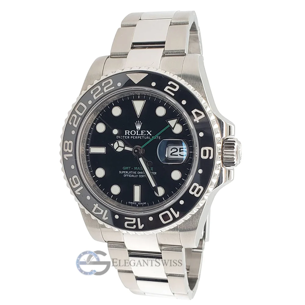 Rolex GMT-Master II 40mm Black Ceramic Bezel Stainless Steel Watch 116710LN Box Papers