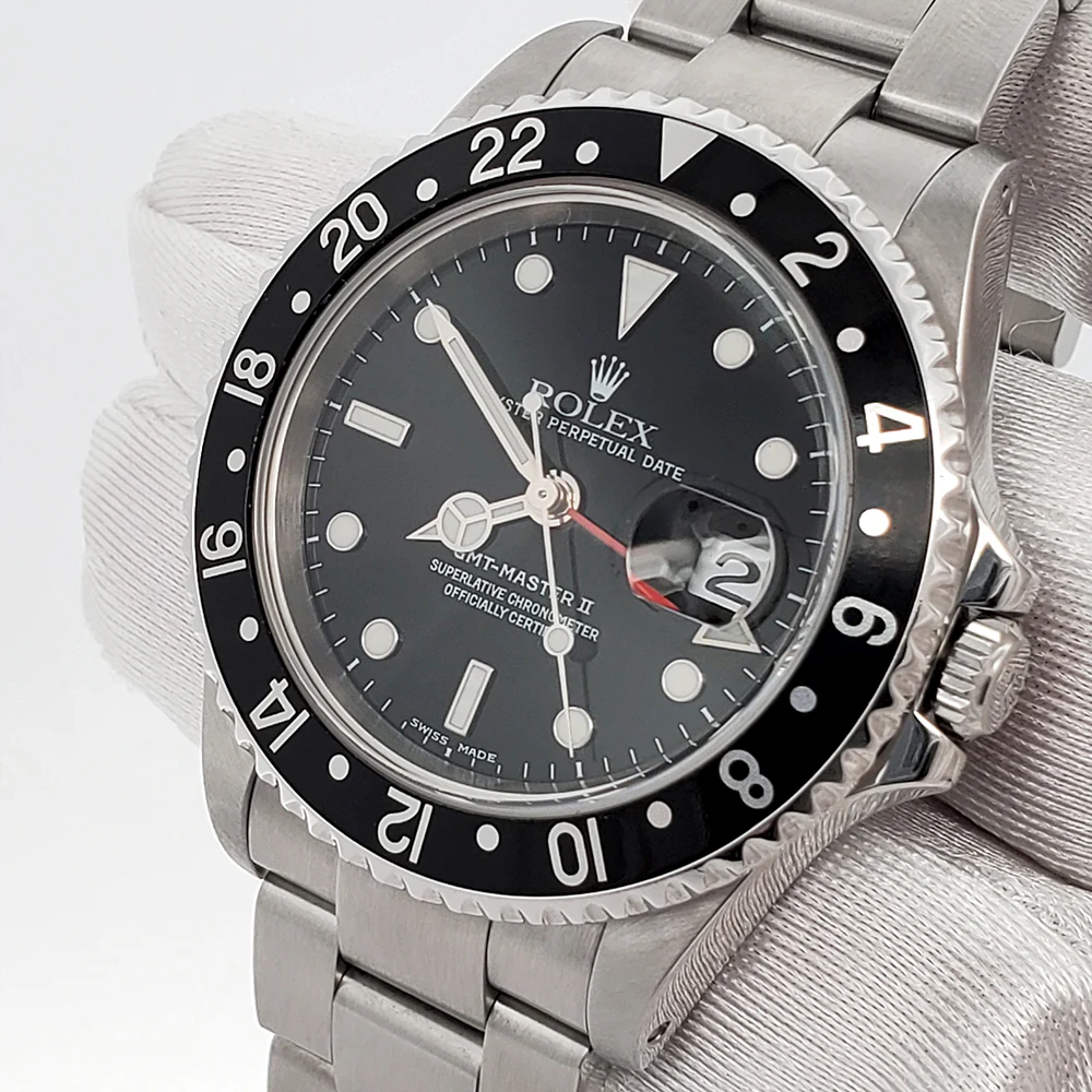 Rolex GMT-Master II 40mm Black Dial/Bezel Steel Oyster Watch 16710 Box Papers - Image 2
