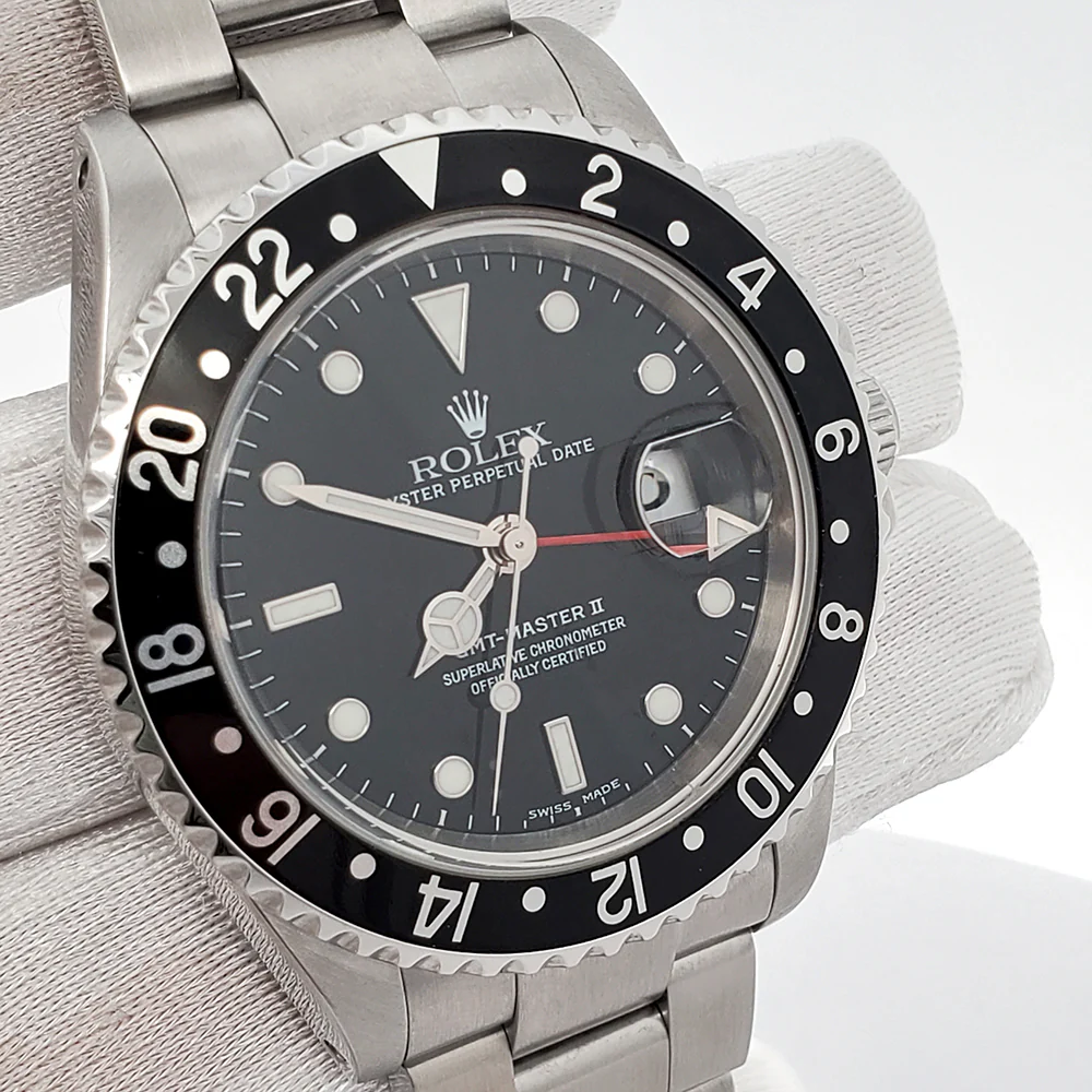 Rolex GMT-Master II 40mm Black Dial/Bezel Steel Oyster Watch 16710 Box Papers - Image 3