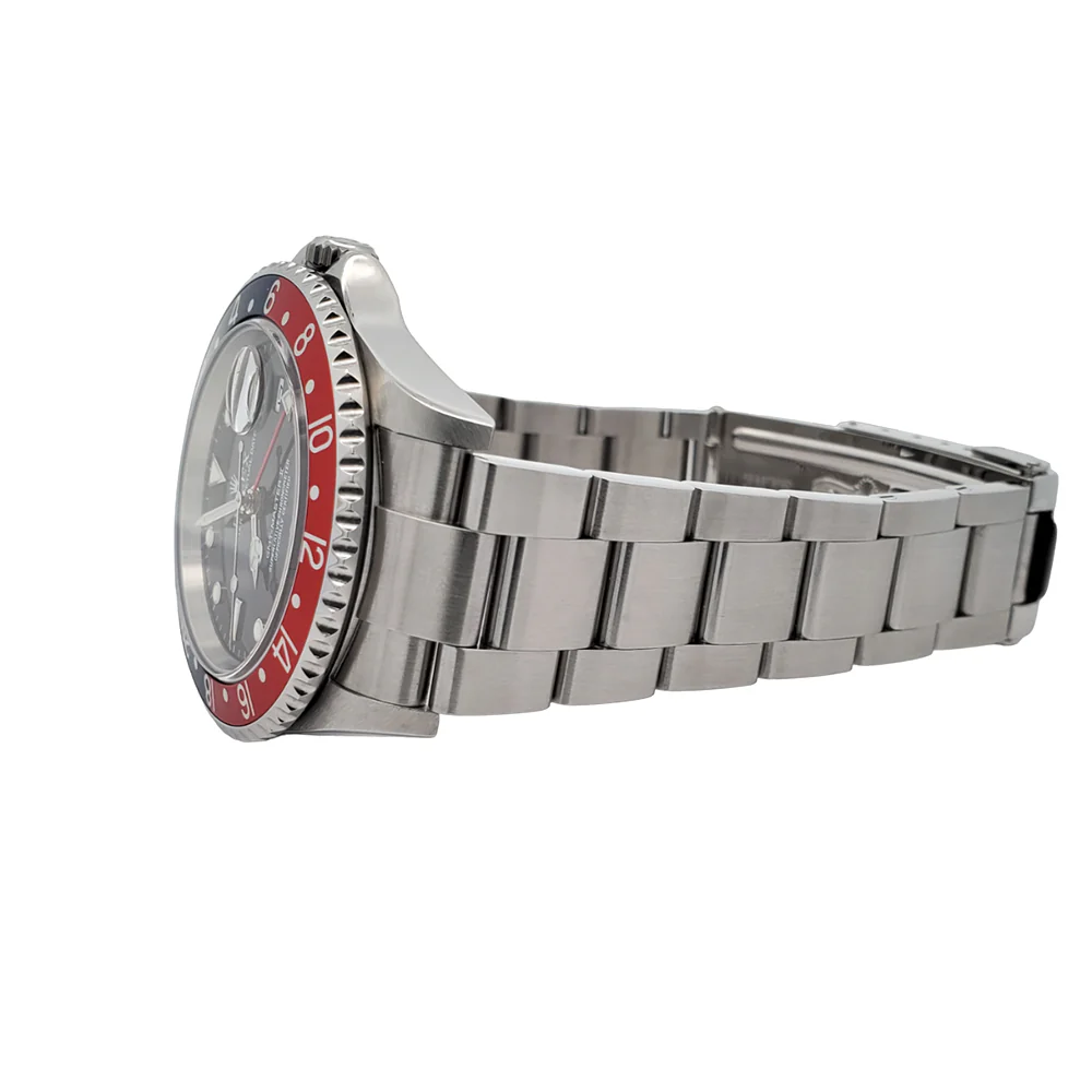 Rolex GMT-Master II 40mm Pepsi Bezel Black Dial Stainless Steel Watch 16710 Box Papers - Image 4