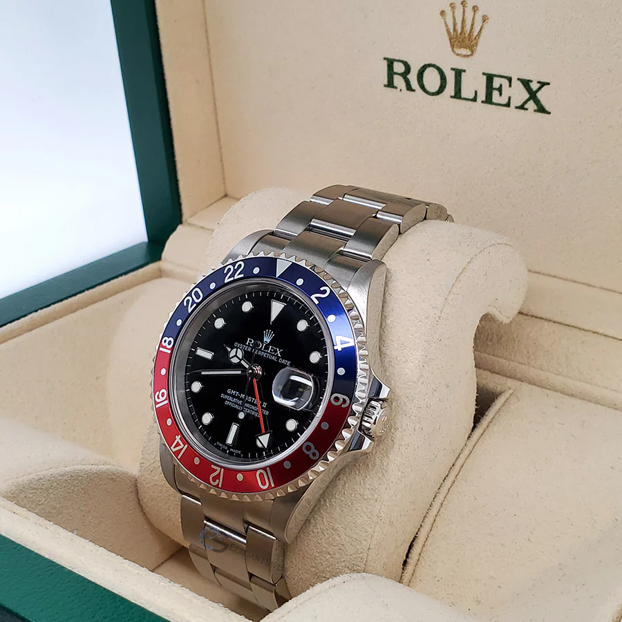 Rolex GMT-Master II 40mm Pepsi Bezel Stainless Steel Mens Watch Box Papers 16710 - Image 2