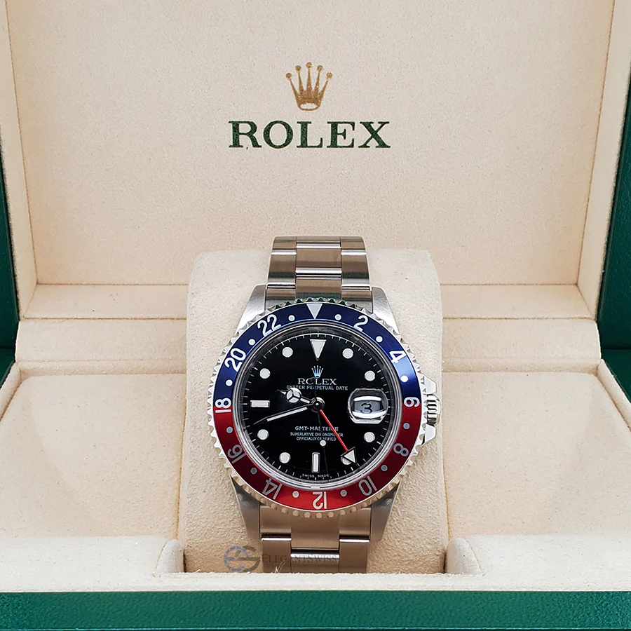 Rolex GMT-Master II 40mm Pepsi Bezel Stainless Steel Mens Watch Box Papers 16710 - Image 3