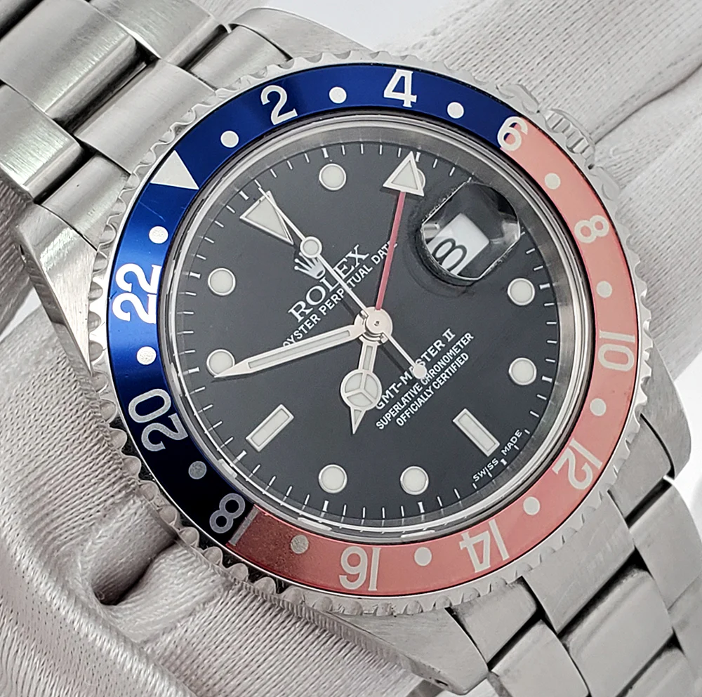 Rolex GMT-Master II 40mm Pepsi Bezel Steel Watch 16710 Box Papers - Image 3