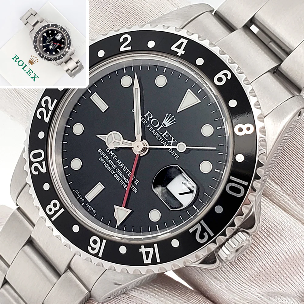 Rolex GMT-Master II 40mm Steel Watch 16710 Papers