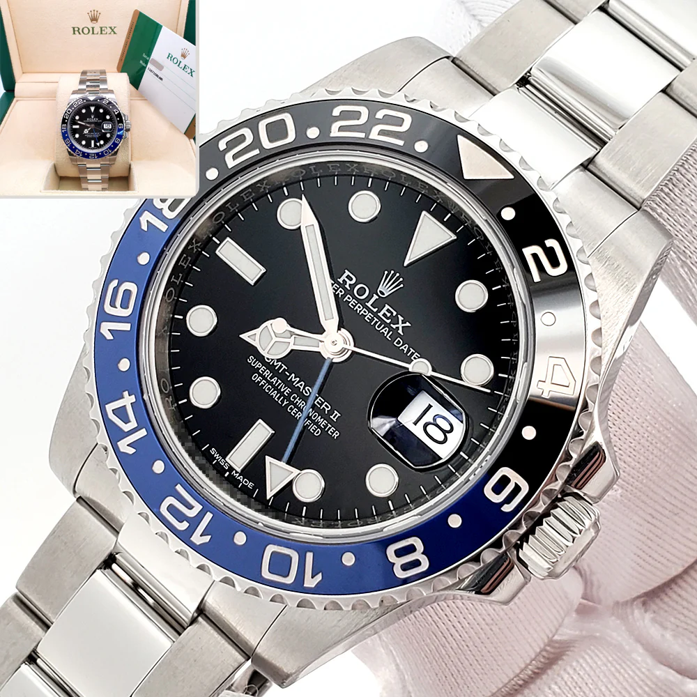 2019 Rolex GMT-Master II "Batman" Blue/Black Ceramic Bezel Steel Oyster 40mm Watch 116710BLNR Box Papers