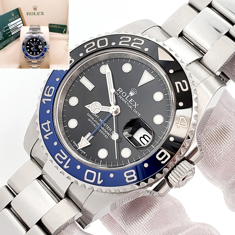 Rolex GMT-Master II "Batman" Blue/Black Ceramic Bezel Steel Oyster 40mm Watch 116710BLNR Box/Papers/Tag